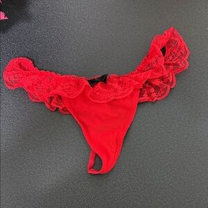 Lace Trim Red Panty
